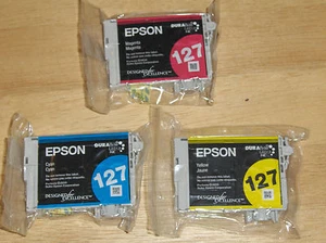 Genuine Epson 127 color set of 3 pack ink cartridges T127 Extra High Yield - Picture 1 of 1