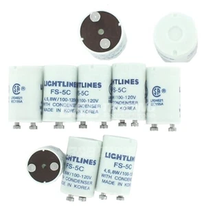 FS-5C 120V - 4, 6, 8 WATT 2-PIN FLUORESCENT STARTERS WITH CONDESER LOT OF 10 PCS - Picture 1 of 1