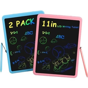 LCD Writing Tablet Kids Toys Doodle Board Toddler Drawing Pink Blue Pad 2 Pc SR4 - Picture 1 of 9