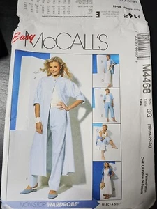 McCALL'S Easy M4468 Pattern Misses Petite Duster or Shirt Top Skirt Pants 18 24 - Picture 1 of 4