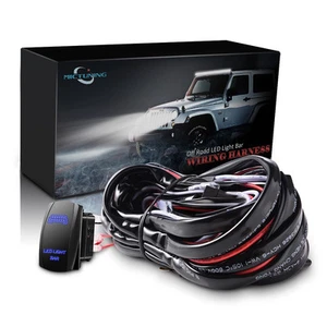 12FT 180W Wiring Harness 40A Relay Fuse Cable Blue Rocker Switch LED LIGHT BAR - Picture 1 of 7