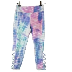 Zella tie space dye lattice cut out leggings girls large 10/12 - Picture 1 of 6