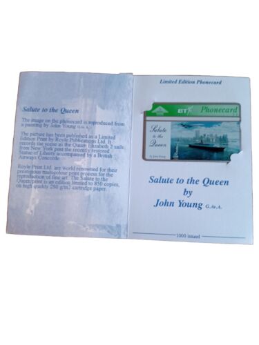 Mint Phonecard Queen Elizabeth 2 Sails From New York Past The Statue Of Liberty.