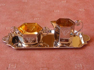 WMF - Art Deco -  Zucker-Milch-Set  - mit Tablett  --  Straußenmarke - Bild 1 von 8