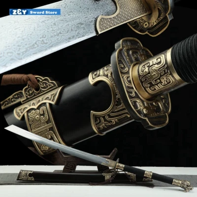 Espada sable de batalla espada Dao dragón chino de acero al carbono plegable 屠龙战刀 Q8423 Foto 1 de 4