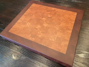 End grain- handmade- wood cutting board- sapele / cherry 15.5"W x 14"L x 1.75"T - Picture 1 of 11