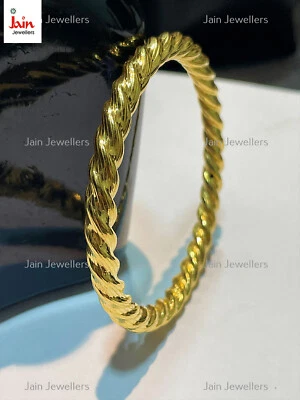 Pulseira feminina de ouro amarelo sólido 22 quilates torção slip-on 10 - 16 gramas 6 mm - Imagem 1 de 4