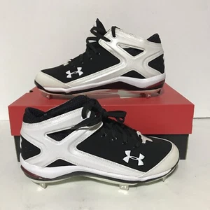 Under Armour Yard 5/8 ST Baseball Metal Cleats Men’s Size 8 Black & White EUR 41 - Picture 1 of 6