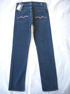 7 For all Mankind NEW Little Girls Straight Jeans Sz 8 Blue w Stretch MSRP $118 - Picture 1 of 11