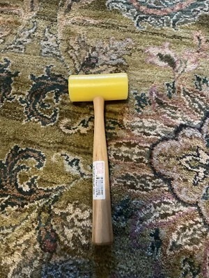 15002 #2 Mazo de plástico amarillo duro 1 1/2" cara mango de madera NUEVO EE. UU. Foto 1 de 4