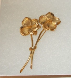 Vintage Brosche/Anstecknadel goldfarben Giovanni Blumen (CB11) - Bild 1 von 11