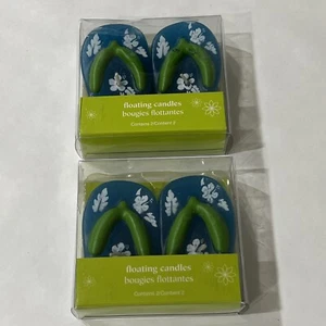 Blue Green Floating Flip Flop Candles Lot of 4 Decorative By Pier 1 - Picture 1 of 1