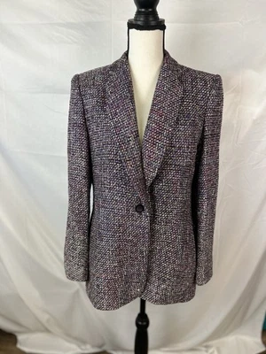 Austin Reed винтажный твидовый блейзер многоцветный размер 8 сделано в США женщин шелковая смесь - Изображение 1 из 4