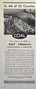 Anuncio impreso vintage 1940 de la industria minera del carbón de Virginia Occidental 49 de 55 condados - Imagen 1 de 4