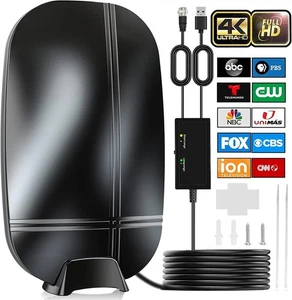 Antena de TV interior Zegekiki 2025 amplificada de largo alcance 4K/1080p + 35 ft coaxial - Imagen 1 de 10