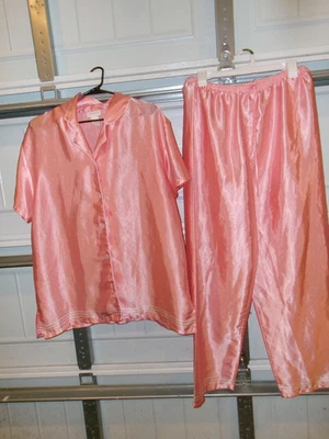 Персиковый белый в горошек Liz Claiborne атласный вид 2 шт. PJ набор размер большой (14/16) - Изображение 1 из 4