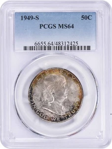 1949-S Franklin Silber Half Dollar RPM1 MS64 PCGS - Bild 1 von 2