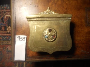 Antica fiaschetta polvere da sparo in ottone PALASKA scatola cintura munizioni turca ottomana Medio Oriente - Foto 1 di 8