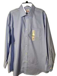 Camisa Croft & Barrow Para Hombres Azul Abotonada Sin Hierro Algodón Calce Clásico 16.5 32/33 - Imagen 1 de 6