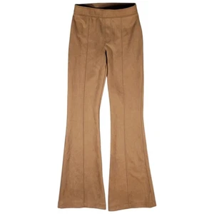 Spanx Faux Suede Flare Pants Womens Small Caramel Tan Seamed Pull On 20323Q - Picture 1 of 13
