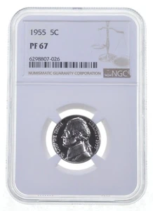PF67 1955 Jefferson Nickel NGC PR Proof *0550 - Picture 1 of 5