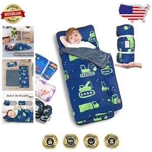Soft Polyester Toddler Nap Mat with Detachable Pillow - Easy Care, Lightweight - Picture 1 of 8