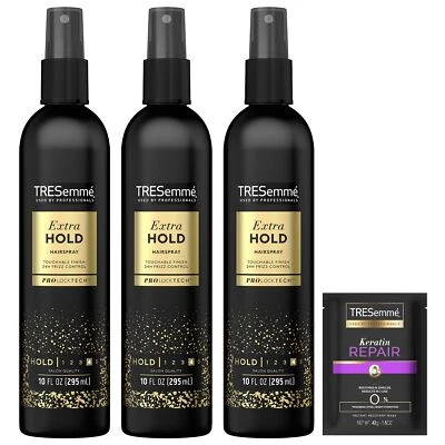 Spray para el cabello sin aerosol Extra Hold paquete de 3 + mascarilla capilar reparadora de queratina - hidratante... Foto 1 de 4