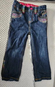 COOGI Girls Kids jeans Size 3T Embroidered Pockets Metal Snap Logo Nice Colorful - Picture 1 of 15