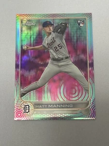 2022 Topps Chrome Aqua Pibk Sonic Pulse Matt Maning RC Tigers - Picture 1 of 2