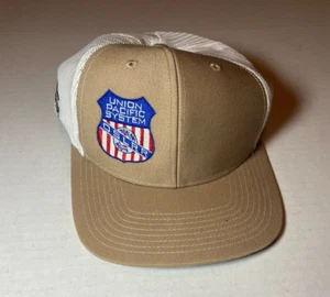 VTG Richardson Union Pacific Railroad Rope Mesh Snapback Hat Cap Tan Made USA - Picture 1 of 8