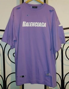 Balenciaga Logo Oversized Distressed Jersey T-Shirt in L - Bild 1 von 11