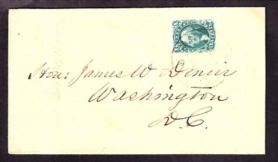US 33 10c on Cover from San Francisco to Rep James William Denver SCV $225 - Image 1 of 2
