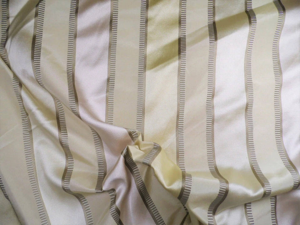 Fabric Robert Allen Beacon Hill 100% Silk Ivory Stripe Drapery HH43 - Image 1 of 1