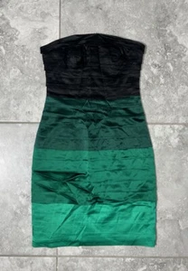 Vestido de cóctel Bebe de colección mezcla de seda satinado pintuck sin tirantes sin mangas ceñido al cuerpo XS - Imagen 1 de 12
