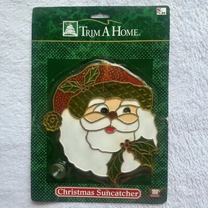 Vtg 1980s KMart Trim A Home Christmas Suncatcher- Santa - Picture 1 of 1