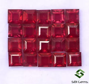 Natural Ruby Square Cut 4 mm Lot 20 Pcs Calibrated Deep Red Loose Gemstones GF - Picture 1 of 5