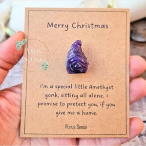 Christmas Gnome Crystal Amethyst Xmas Stocking Filler Decor Mini Cute Gift - Picture 1 of 7