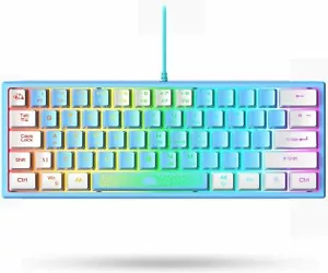 Mechanical Feel Portable Wired Gaming Keyboard RGB Backlight 62 Keys UK Layout - Picture 1 of 18
