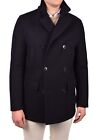 Mandelli Wool Coat Double Breasted Eu 50 Us 40 Navy Contemporary Fit $3100