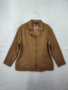 Briggs New York Women Jacket Extra Large Brown Poly Blend Single Breasted Blazer - Picture 1 of 20