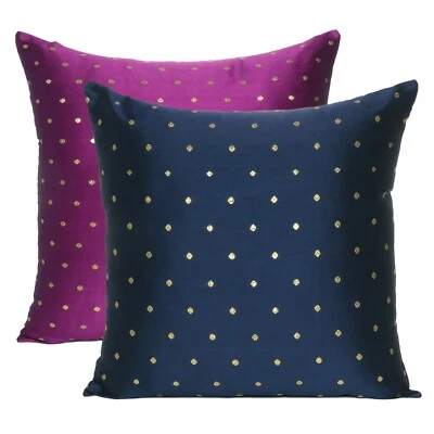 Sofa Waist Cushion Cover Reversible Art Silk Brocade Square Throw Pillow Outdoor - Imagem 1 de 4