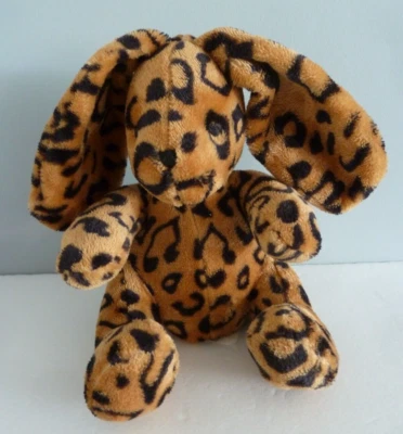 M2. DOUDOU PELUCHE DPAM DU PAREIL AU MEME LAPIN tâches léopard marron noir 19cm - Photo 1/4