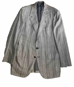 Abbigliamento Oxxford per Neiman Marcus cappotto sportivo su misura 40L grigio lana seta a quadri - Foto 1 di 9