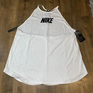 Nike Women's Training T-Back Tank Top Training White Black AR4373-100 Size XL - Picture 1 of 4
