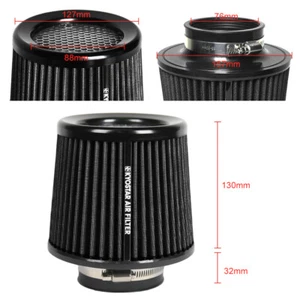 3" 76mm High Flow Inlet Cold Air Intake Cone Replacement Dry Air Filter KYOSTAR - Picture 1 of 8