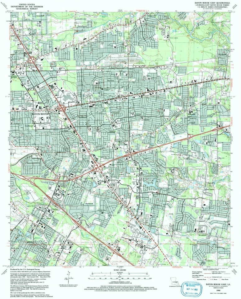 Baton Rouge, LA - 1992 - Topographic Map Reproduction of Louisiana's Capital - Image 1 of 1