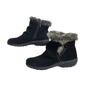 Khombu Stiefel Damengröße 8 schwarz Grace Knöchel Kunstfell gefüttert Reißverschluss Winter Leder - Bild 1 von 9