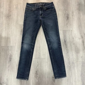Jeans skinny American Eagle donna 28x32 (30) lavaggio scuro denim estremamente flessibile - Foto 1 di 8