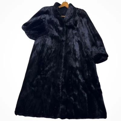 Largo Maxi Largo Visón Negro Visón Sagamin Longitud Total 113cm Talla 13 XL desde Foto 1 de 4