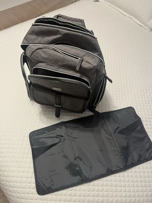 Carter's Handle It All Diaper Backpack Heather Grey Chevron Baby Bag - Image 1 of 4